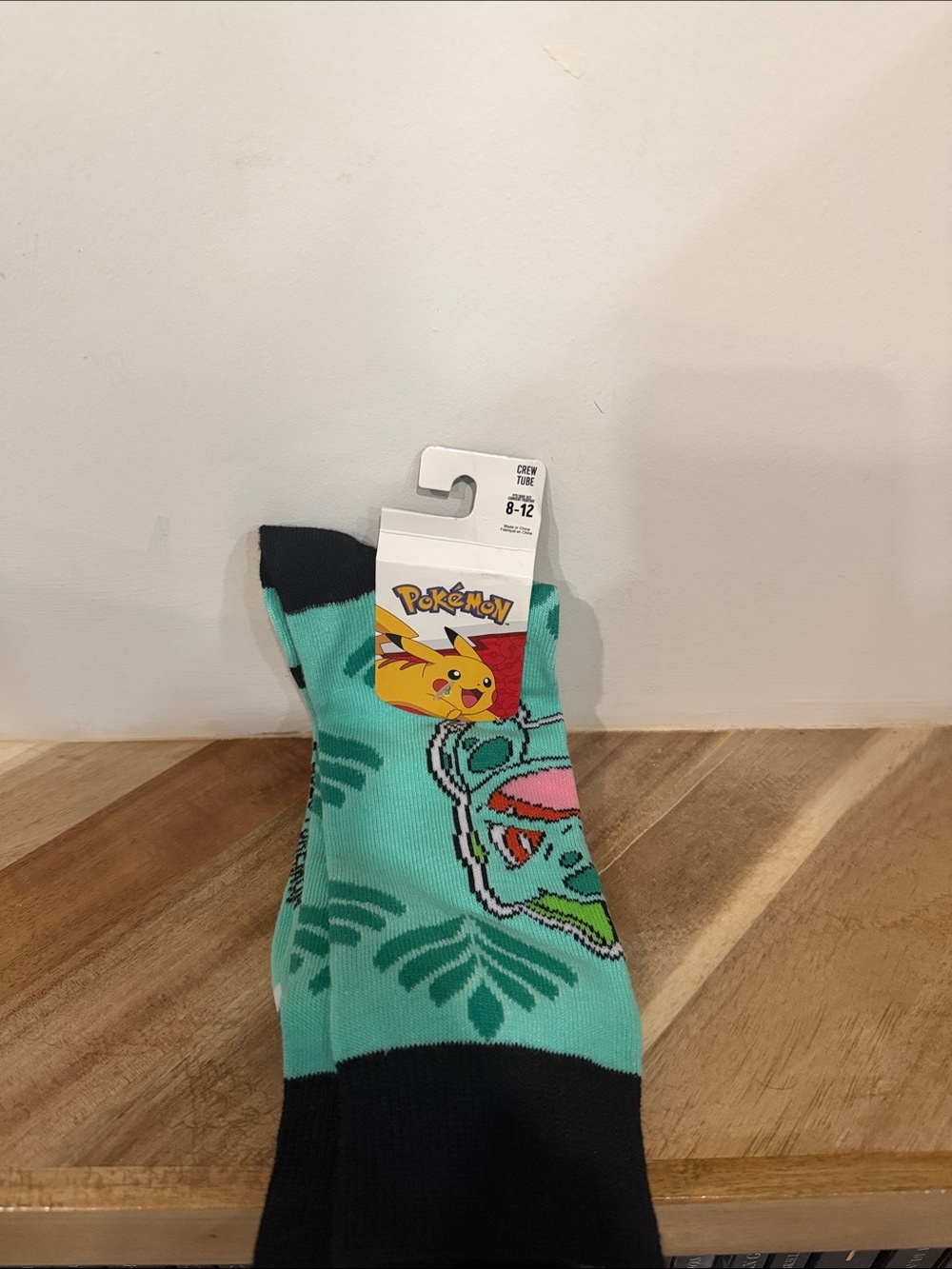 Pokemon Teal and Black Bulbasaur Crew Socks